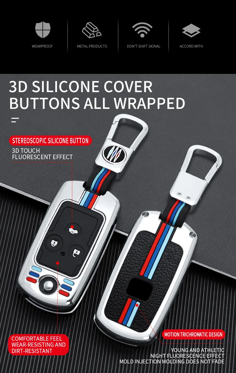 Pelle della copertura del protettore di telecomando di vibrazione della cassa chiave dell'automobile della lega per Honda Accord CR-V CRV Civic Jazz CR-Z 2011 2012 - Scc11f36eb7b043449404b963a732bc6ca
