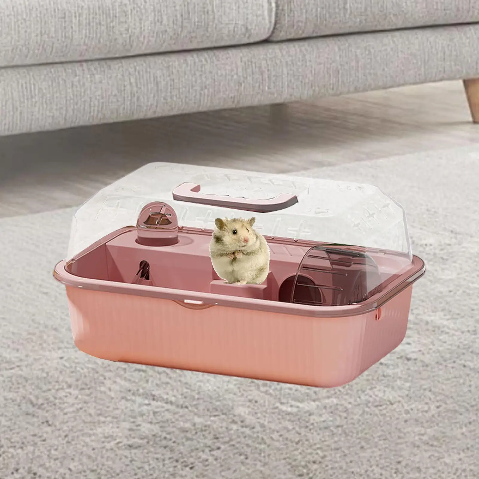 Small Animal Cage Hamster Home Habitat, Portable with Handle Design Pet House Pet Carrier for Rats Gerbil Mice Hedgehog