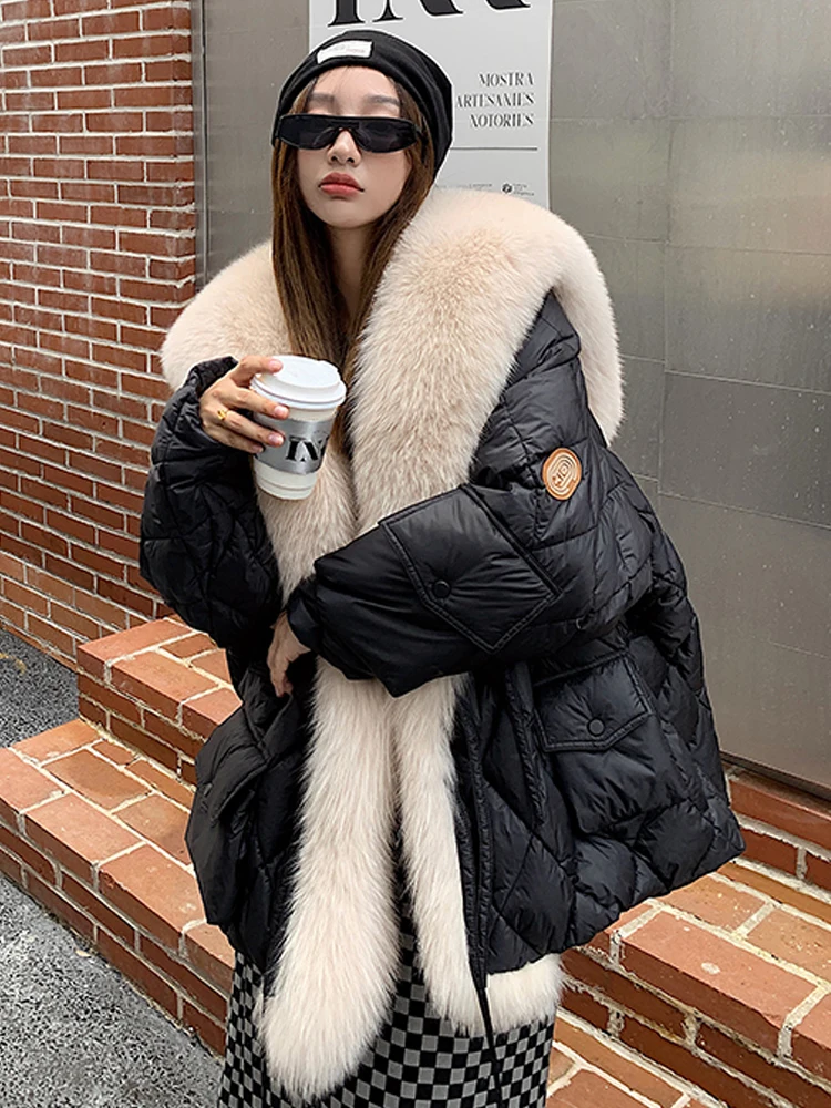 Womens Coats Down Coat With Real Fur Fur Collar Big Fur Hood