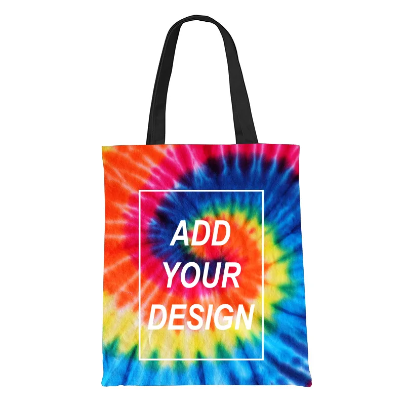 Custom Tote Bag Shopping Add Your Text Print Original Design White Zipper Unisex Fashion Travel Canvas Bags
