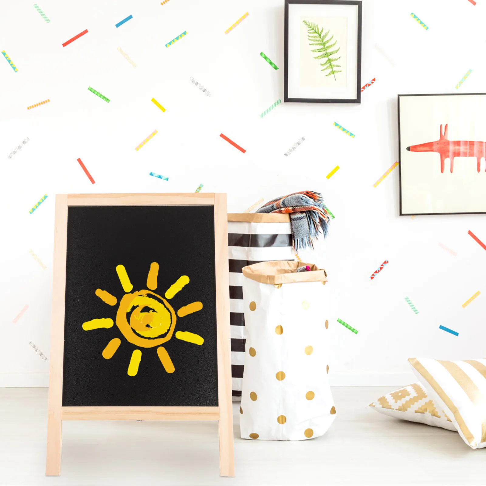 Wooden Stand Blackboard Double Side Message Draw Board wooden chalkboard White and Black Display Small Chalkboard Signss for Children 1 Set