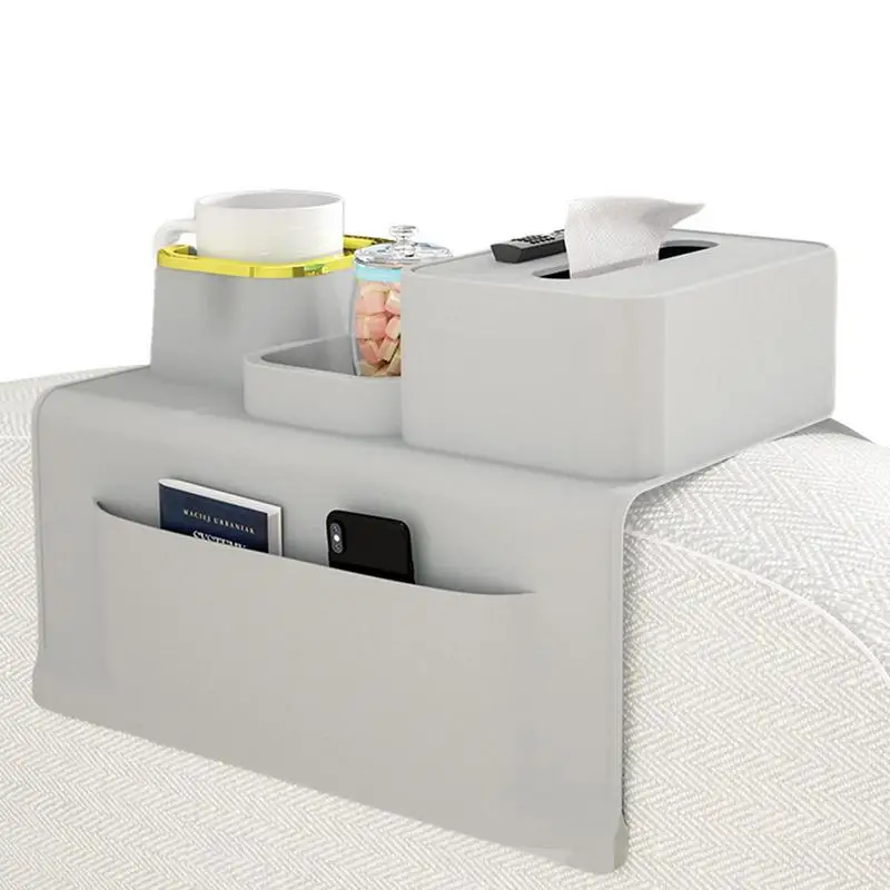 

Couch Arm Cup Holder Couch Armrest Cup Holder With Side Pockets Multipurpose Sofa Armrest Organizer With Dual-Sided Pockets