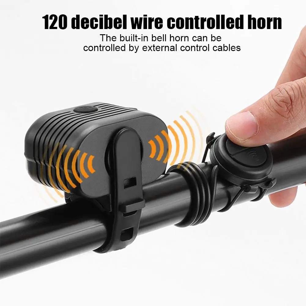 2 In 1 Waterproof USB Rechargeable Bicycle COB Front Light With 120dB Loud Horn 200lm Flashlight Horn Accessories