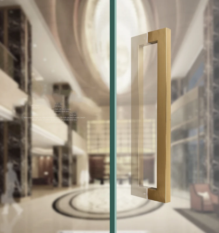 Description Picture 2 of itemCustom Glass Door Square Handle Light Rose Gold Wooden Stainless Steel Cabinet Handle Big Handle 400MM