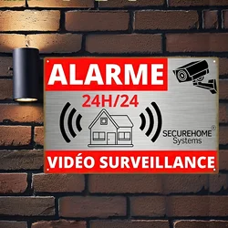 SecureHome Systems Video Surveillance Alarm Sign - Traditional Iron Wall - Mounted Plaque, No Wiring Needed - Aluminum 14x20cm (Aluminum sign)
