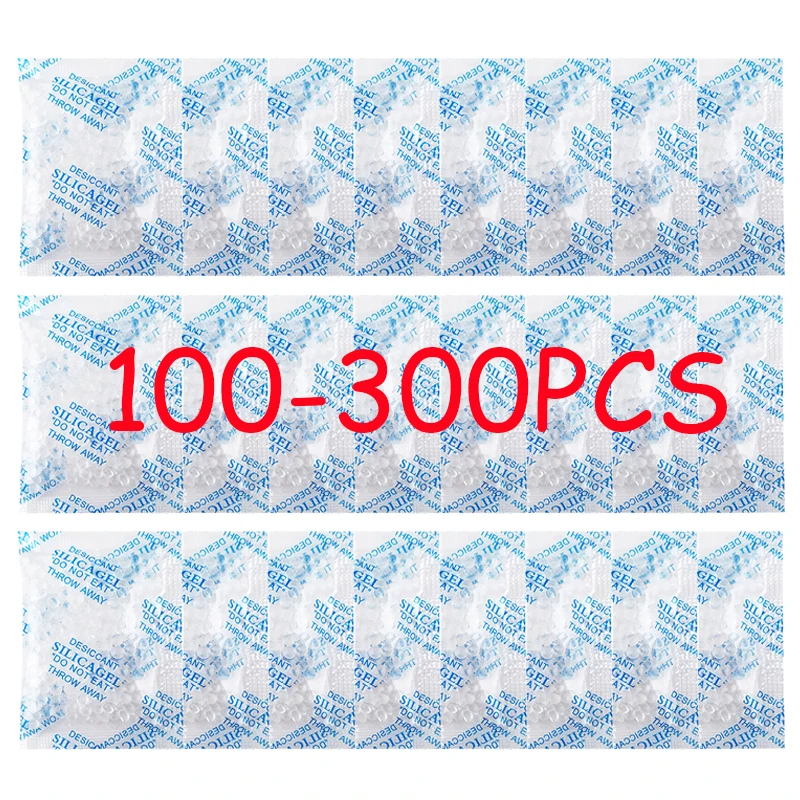 100-300PCS Non-Toxic Silica Gel Desiccant Damp Moisture Dehumidifier For Kitchen Room Living Absorber Bag Clothes Food Storage