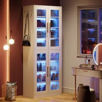 Tribesigns Tall Shoe Cabinet with Acrylic Doors and LED Lights, 8-Tier Entryway Shoe Storage Rack with Adjustable Shelves 3