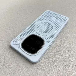Honeycomb Heat Dissipation Breathable Magnetic Phone Case for IQOO Z9 Turbo (Baby blue)