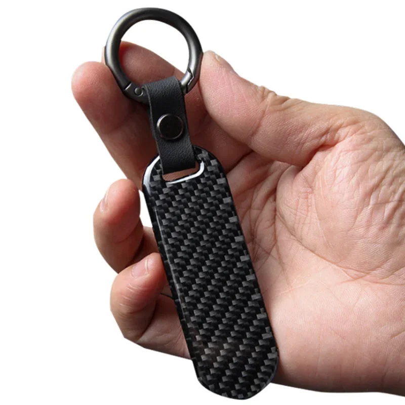 Premium Carbon Fiber-Patterned Keyring with Anti-Loss Loop and Tag – Ideal