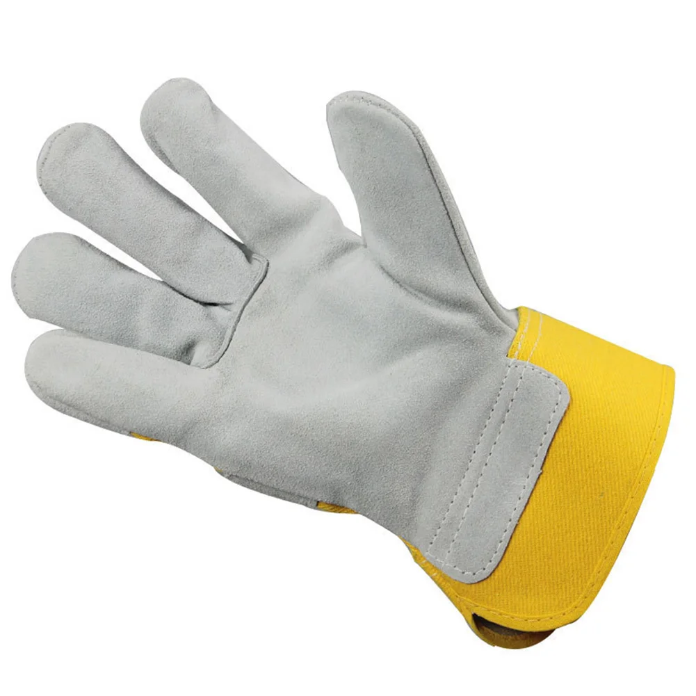Gloves 1 Pair Leather Gardening Gloves Ladies Mens Thorn Proof Thick Work Gauntlets Heavy Duty Cowhide + Cotton Length 27cm