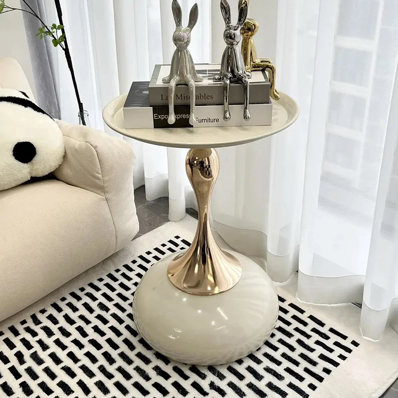 

Ornaments Small Luxury Side Table Living Room Aesthetic Balcony Mobile Side Table White Design Mesa Auxiliar Salon Furniture