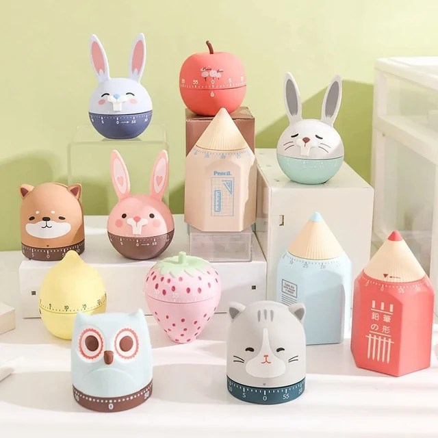 1pc Abs Cartoon Rabbit & Carrot Shaped Kitchen Timer, Mechanical Magnetic  Timer For Student Study Management, Refrigerator Countdown Timer