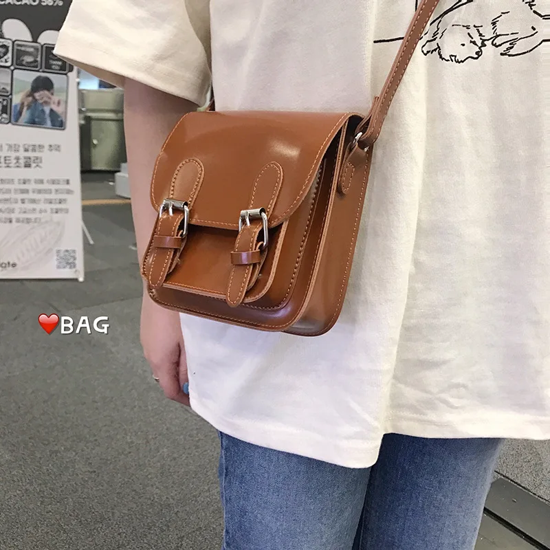 Korea Simple Cambridge Bag British Retro Mini Commuter PU Student Small Square Bag Shoulder Messenger Bag