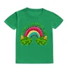 Happy St Patrick's Day Kids T Shirts Shamrock&rainbow Graphics Print Tee Top Short Sleeve Tops St Patricks Day Girl Summer Gift 5