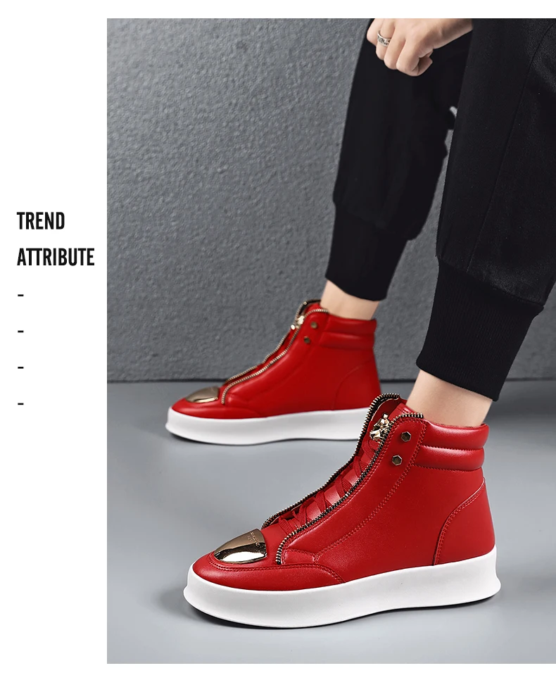 Leather Tourism Waterproof Shoes Men high top Sneakers - Uniqwear