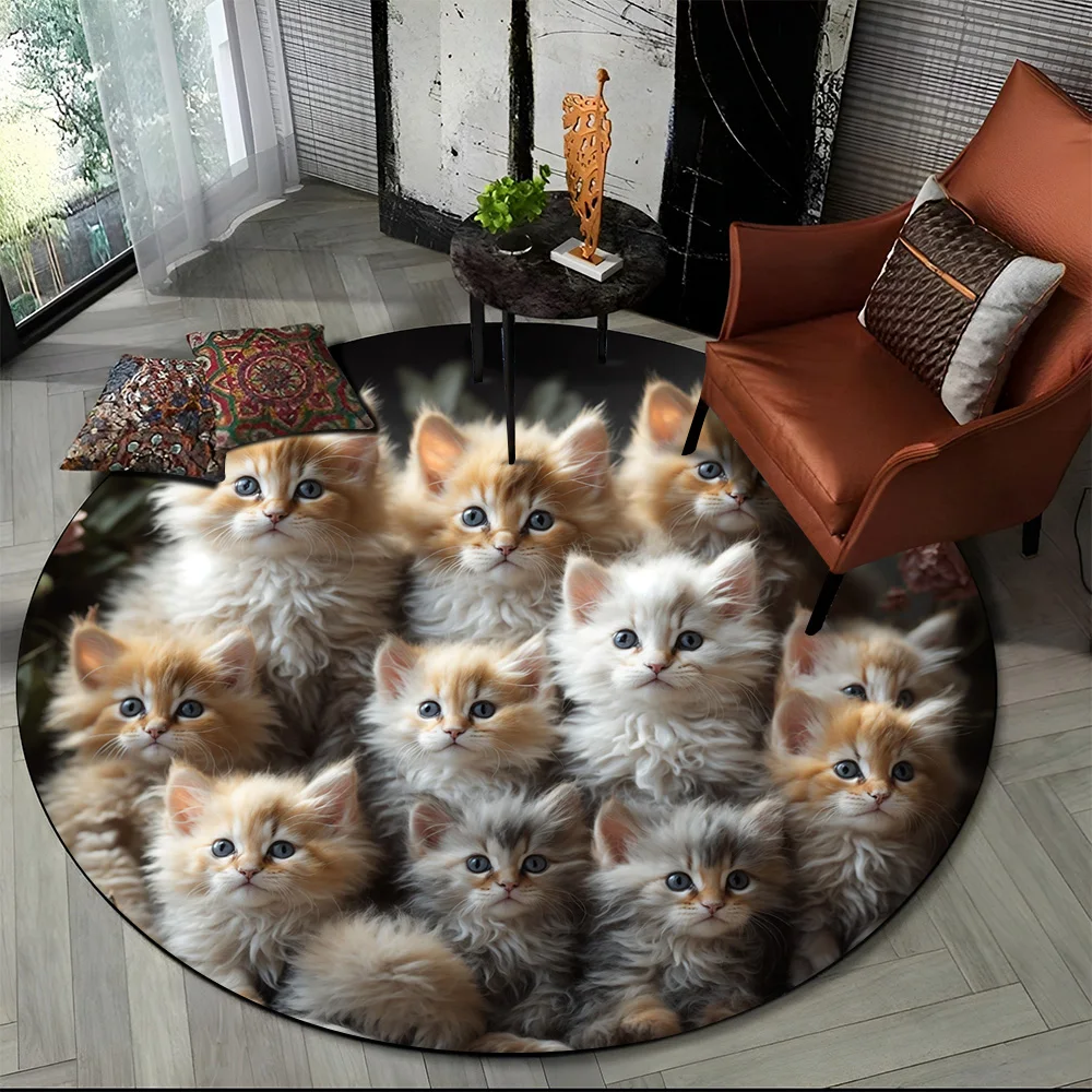 Tapete redondo 3D gato persa, tapete para sala de estar, quarto, decoração de sala de jogos infantil, tapete antiderrapante para animais de estimação, desenho animado de trapo, fofo 18 Scc131591e14b406dacade8ffeb6ae356J