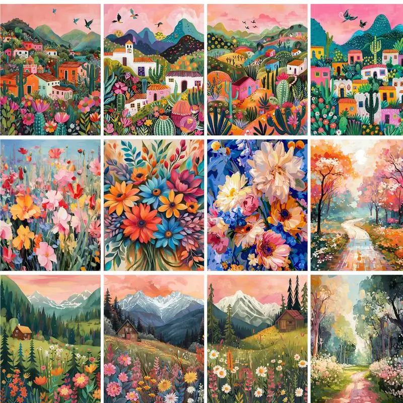DIY Scenic Canvas Painting Kit - 60x75cm Hand-Painted Artwork