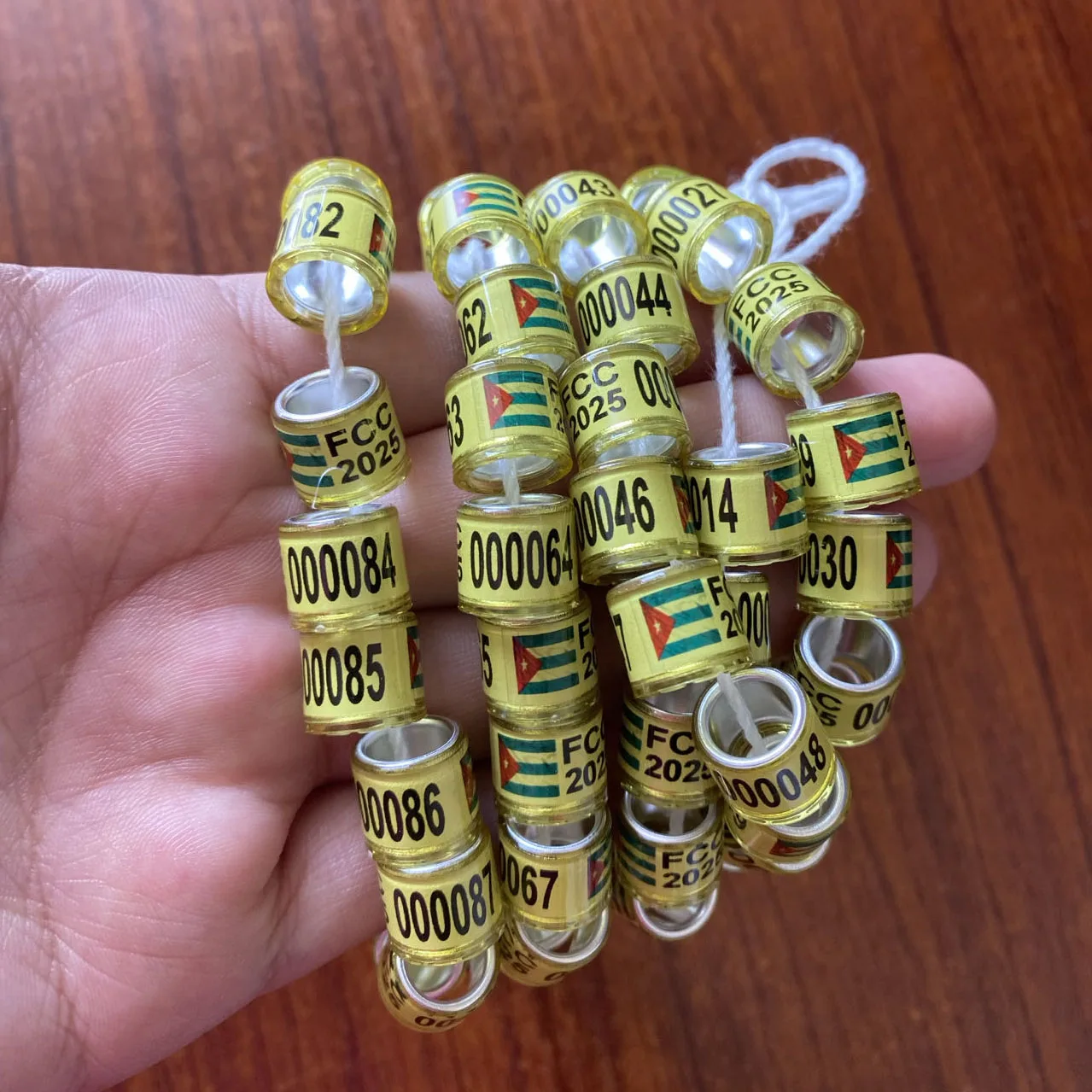 Pigeon Rings Bird Foot Rings 8mm inner rings size FCC 000001-000100 with flag of CUBA