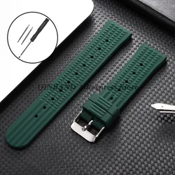 Premium Silicone Waterproof Sport Watchband Replacement Bracelet - Black Buckle (Green)