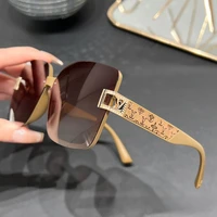 2025 Polarized Square Sunglasses Women Trendy Luxury Sun Glasses New Vintage Leather Print Glitter Eyewears UV400 Gafas De Sol