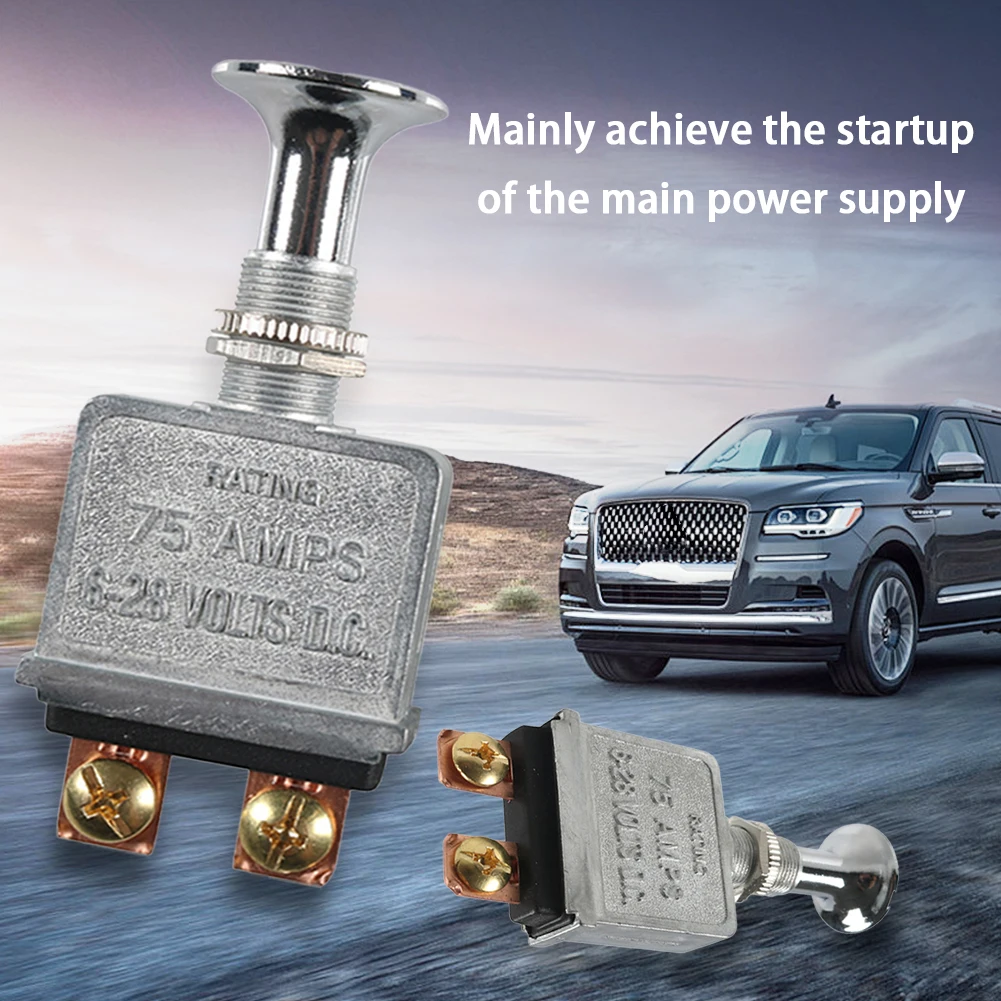 Heavy Duty Push-Pull Switch On/Off 75 AMP Heavy Duty Metal Push Pull On Off Switch for Trucks/ Hot Rods/ Boat/Race Car