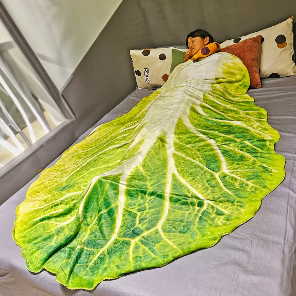 

Air conditioning blanket office single blanket Nap blanket Double-Sided Flannel Creative Appearance Home Sofa Cabbage Blanket