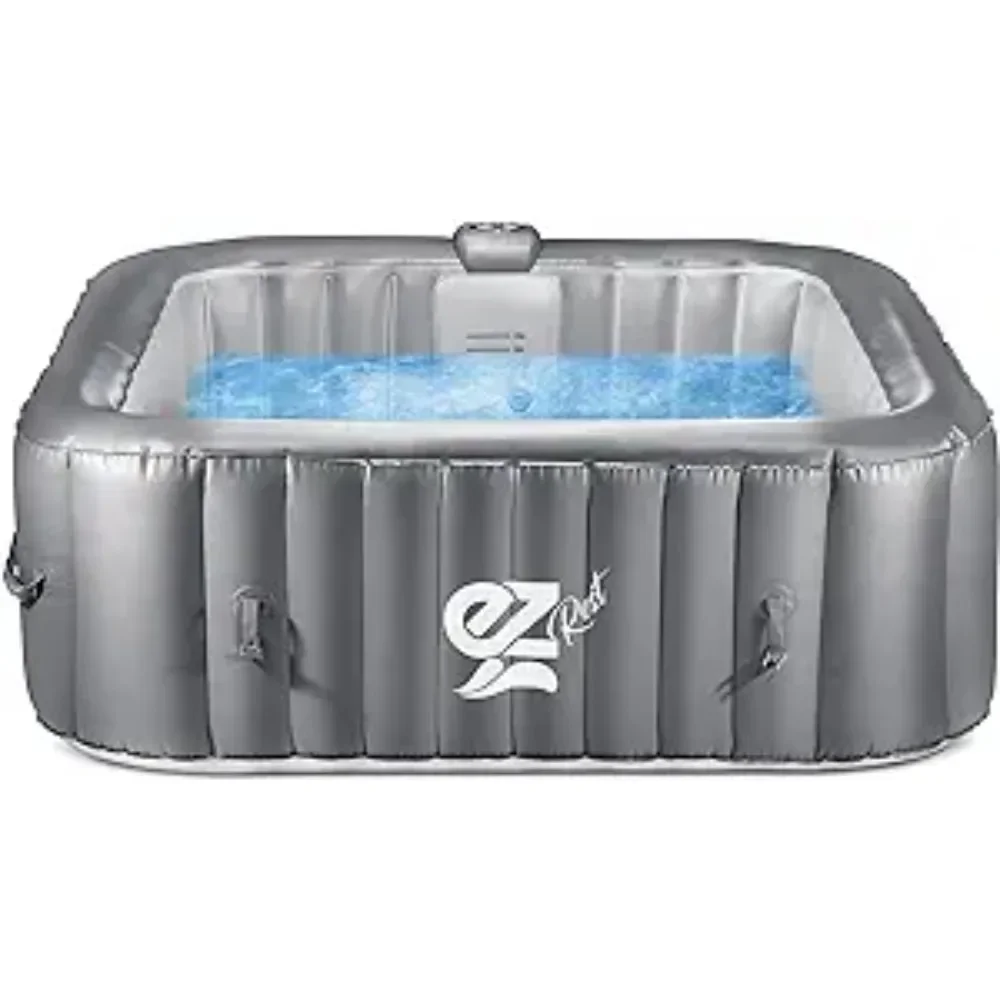 

Outdoor Portable Hot Tub - 73'' X 73'' X 25'' 6-Person Square Inflatable Heated Pool Spa With 130 Bubble Jets Filter Pump Cover