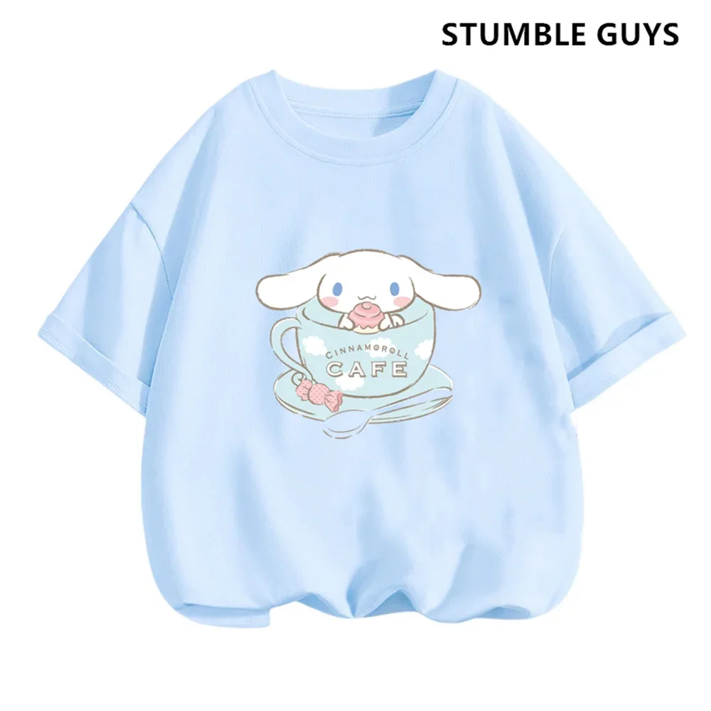T Shirt Set Kids Cinnamoroll Summer Hello Kitty Cartoon Casual Short-sleeved Baby Boy Girls Clothing