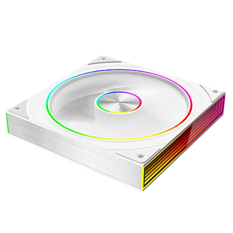 PC 케이스 팬 스타 링 140mm 5V 3핀 ARGB 사이클 미러 조명 효과 Lian PWM 6501800RPM 쿨링 팬 화이트 B-TCES