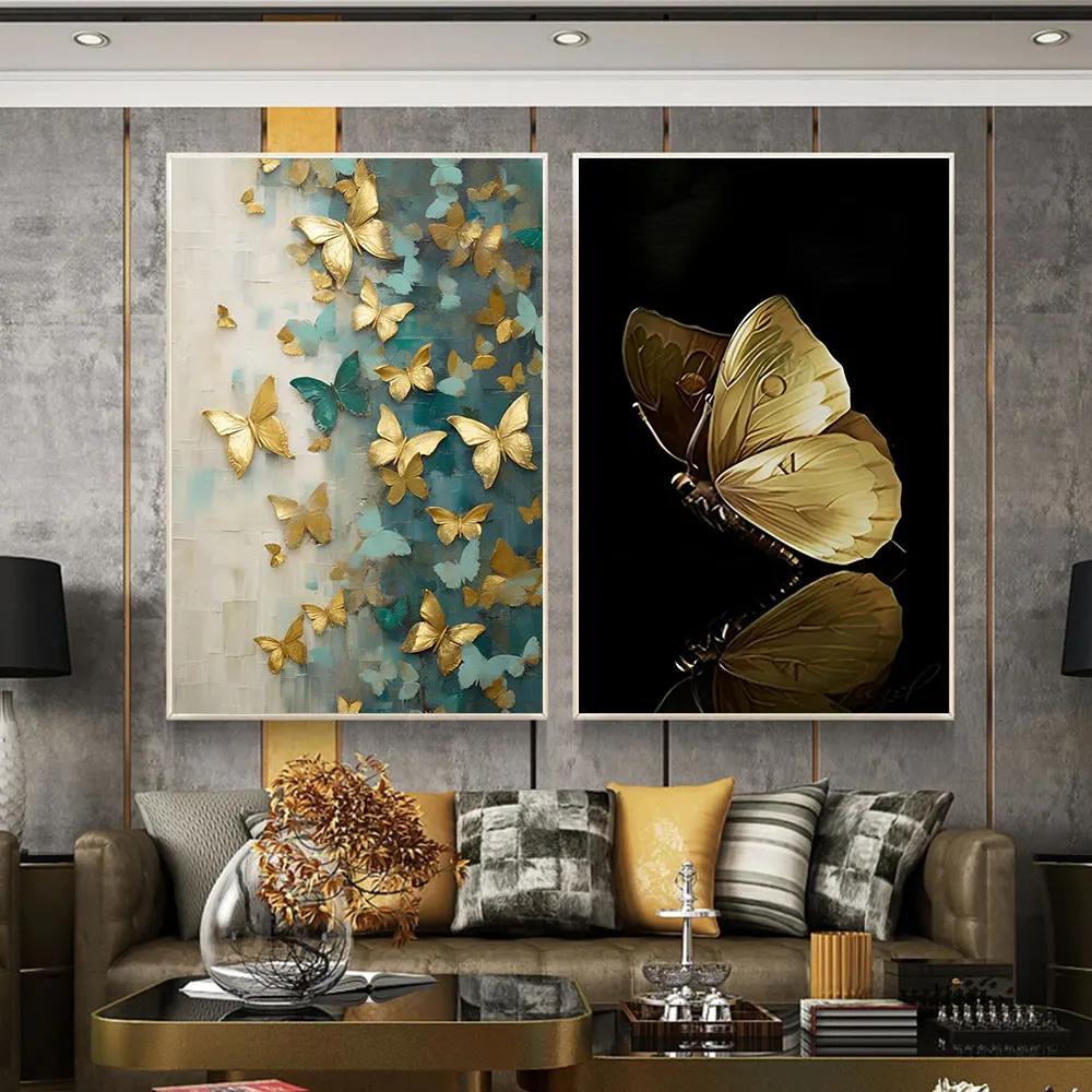 

Картина на холсте с изображением золотых звезд и современного искусства, роскошное настенное искусство, черная и Золотая картина на стену для декора гостиной