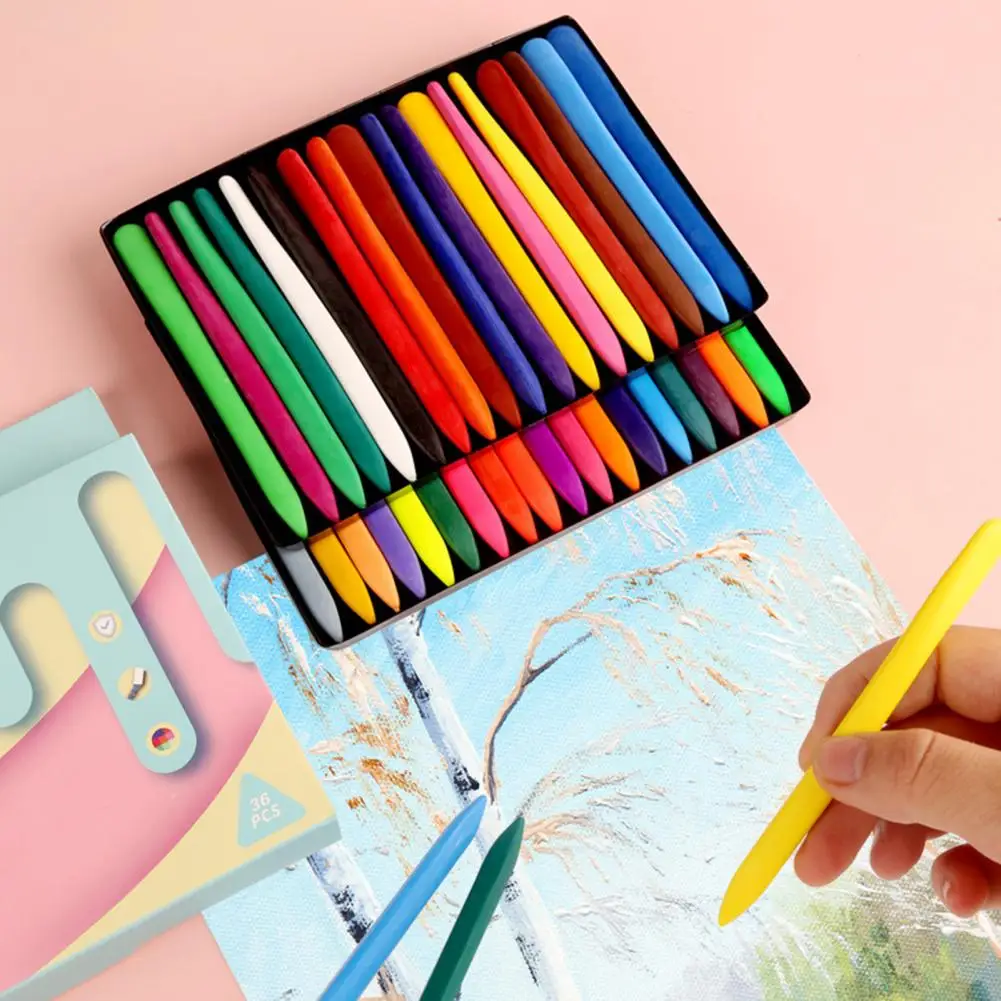 Drawing Long Grip Crayon Wax Practical Dual-head Use Painting Crayon 12/24/36 Colors/Set For Kids
