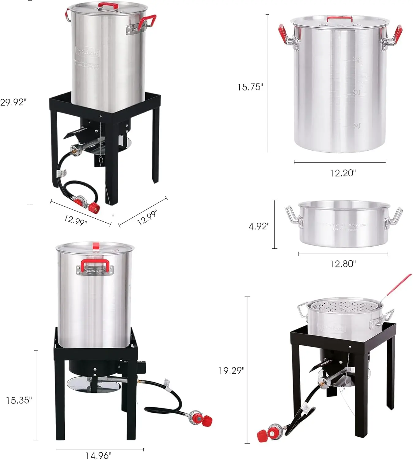 TFS3010 Propane 30 Qt. Turkey and 10 Qt. Fish Fryer Boiler Steamer Set, 50,000 BTU Burner, Ideal for Outdoor Cooking