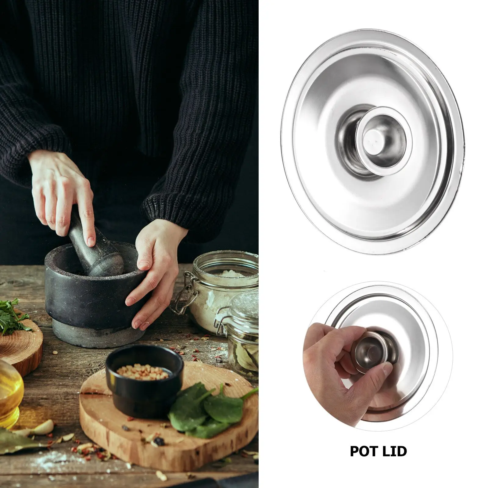 Glass Pot Lid Glass Lid Stainless Steel Pot Lid 10/14/16cm Universal Lid for Seasoning Pot Tempered Glass Lid Meal Pot Cover Cookware Stainless Steel Pan Metal Bowl