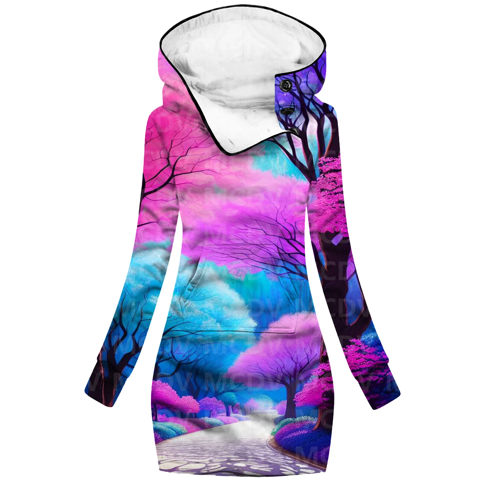 Beautiful Scenery 3D Printed Hoodie Dress Novelty Hoodies Women Casual Long Sleeve Hooded Pullover Tracksuit