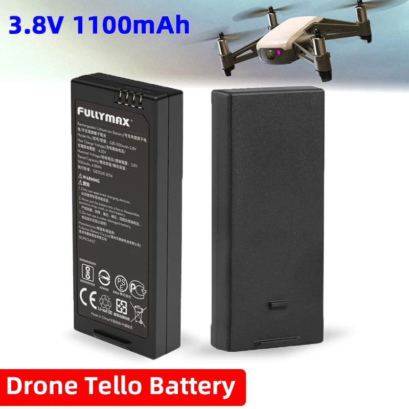 

For Drone Tello Battery 3.8V 1100mAh Drone Battery Replacement for RYZE Tello RC Quadcopter DJI Tello Accessories 13-min Flight