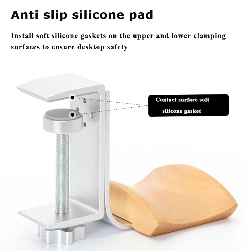 Solid Wood Headphones Stand Walnut/Beech+Aluminum Alloy Desk Side Gaming Headset Clip Adjustable Horizontal Vertical Installatio