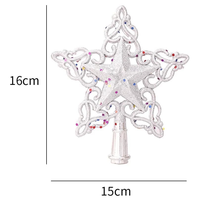 thumbnail image 1 of Adornos de copos de nieve con estrellas doradas y plateadas con purpurina para la parte superior del árbol de Navidad, decoración navideña para el hogar, Año Nuevo 2024, 2025, 1 of 5