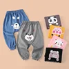 2025 Ins Spring Autumn Baby Boys Pants Elastic Cartoon Panda Print Striped Ruched Cotton Newborn Boys Pants Toddler Boys Pants 1