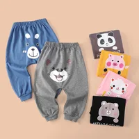 2025 Ins Spring Autumn Baby Boys Pants Elastic Cartoon Panda Print Striped Ruched Cotton Newborn Boys Pants Toddler Boys Pants 1