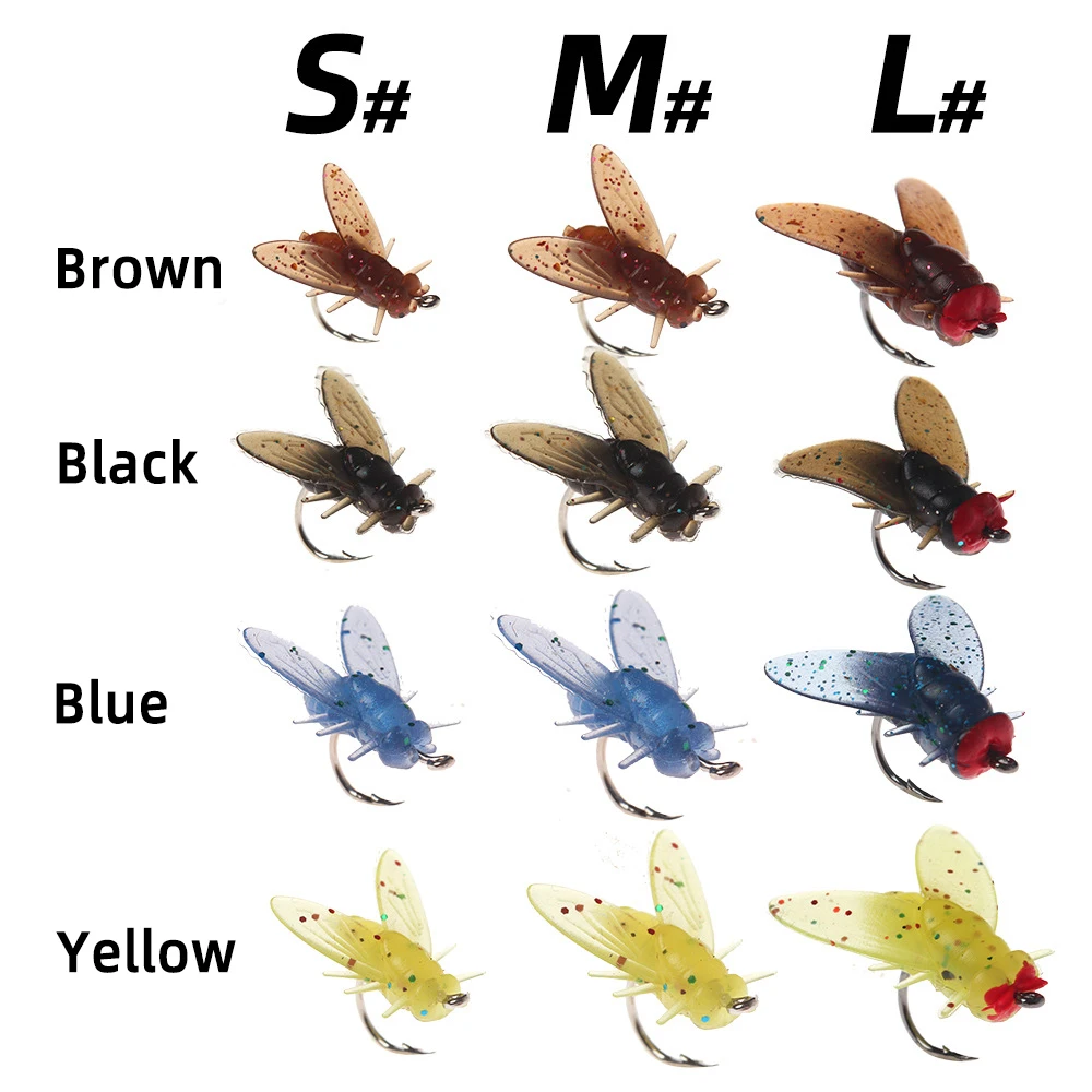 Wifreo 20pcs/box Realistic Silicone Housefly Soft Insect Bait Trout Bass Fishing Artificial Lure Set