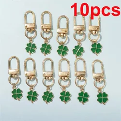 Set of 10 Green Clover Leaf Keychains - Perfect for DIY Jewelry and Festive Gifts (10pcs)