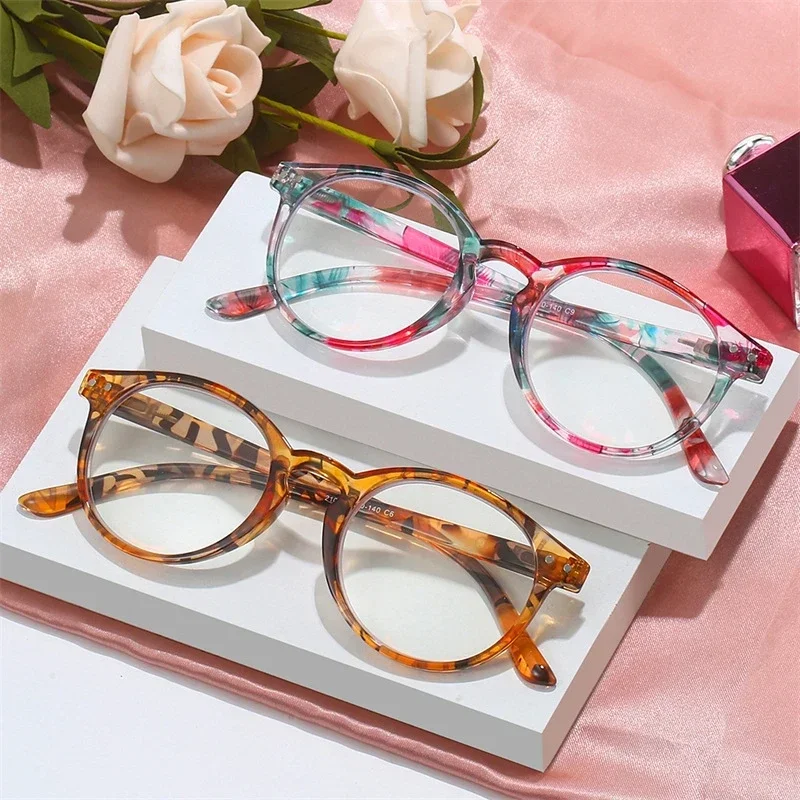 

High-definition Flower Spring Women Presbyopia Glasses Large Frame Round Reading Glasses Middle-aged and Elderly Glasses