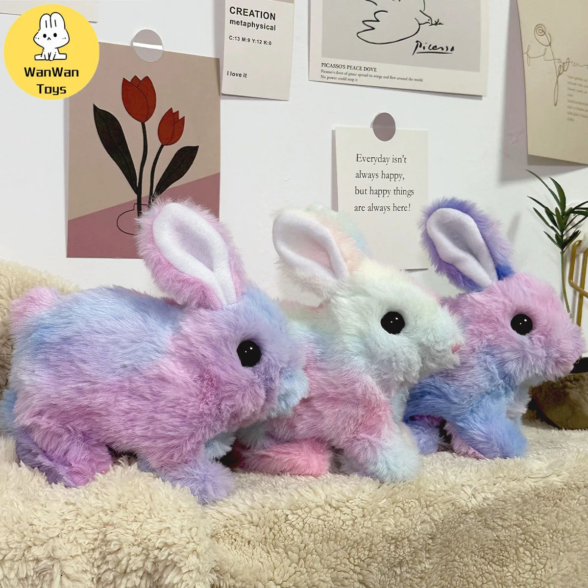 Electric plush toy bunny Easter gift for children men and women birthday camouflage random bunny birthday gift 3