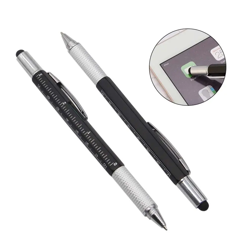 6 in 1 Capaciative pen Pen Tool Gadget Level Meter Cross Screwdriver Flat-blade Screwdriver Ballpoint Pen Replacement refill