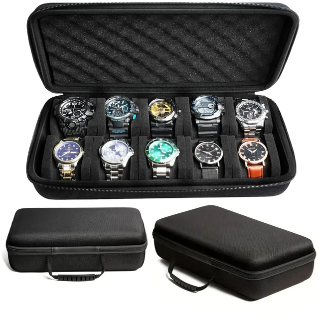Boîte de rangement de montre à 10 fentes, étui de voyage à fermeture éclair, organisateur de montre Portable, support d'affichage pour montres-bracelets et montres intelligentes 1