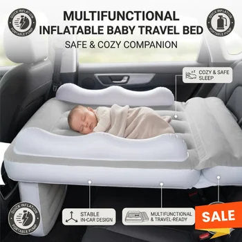 Letto Gonfiabile per Auto per Bambini, Letto da Viaggio per Aereo |   Materasso gonfiabile floccato per bambini |   Letto da Viaggio Universale con Pompa e Cintura di Sicurezza