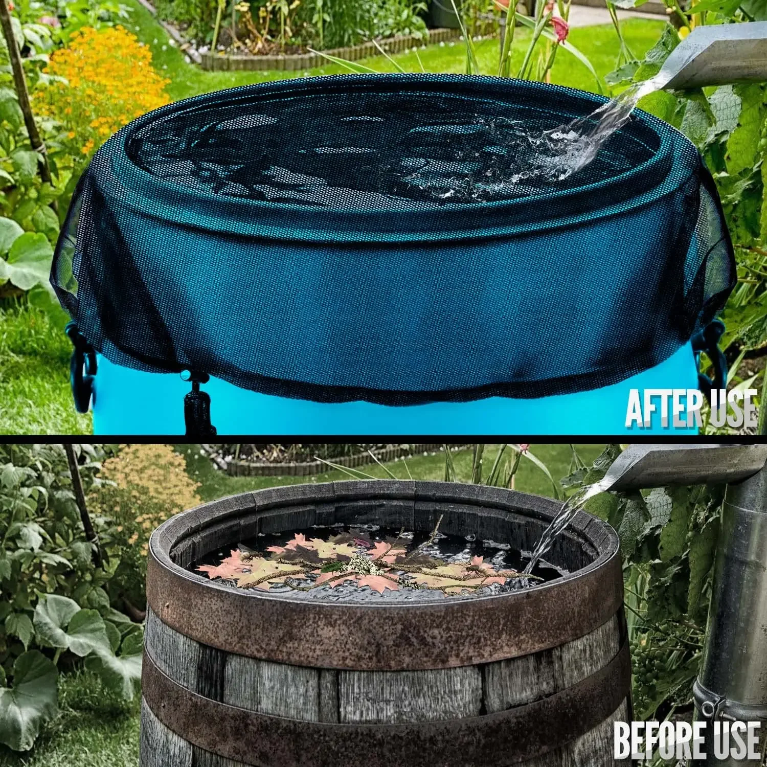 Rain barrel cover 1Pc 60CM mesh netting for rain barrels water collection buckets water tank protection lid rain collect tool