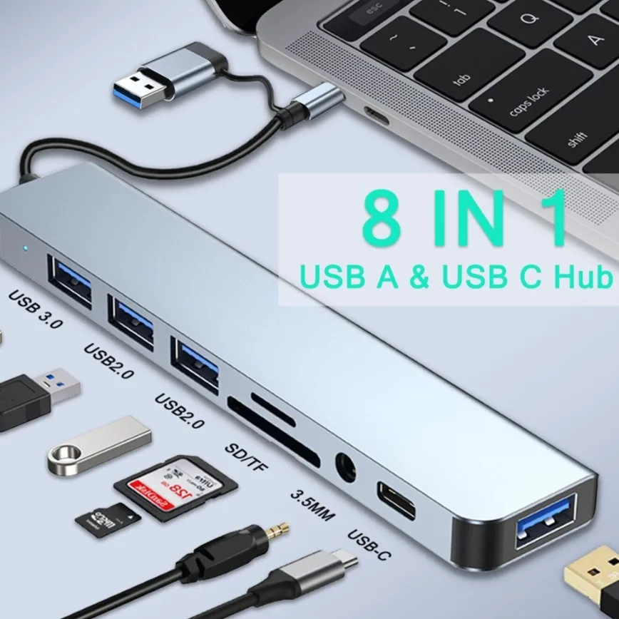 8-in-1 Multi-Port USB & Memory Card Expansion Hub