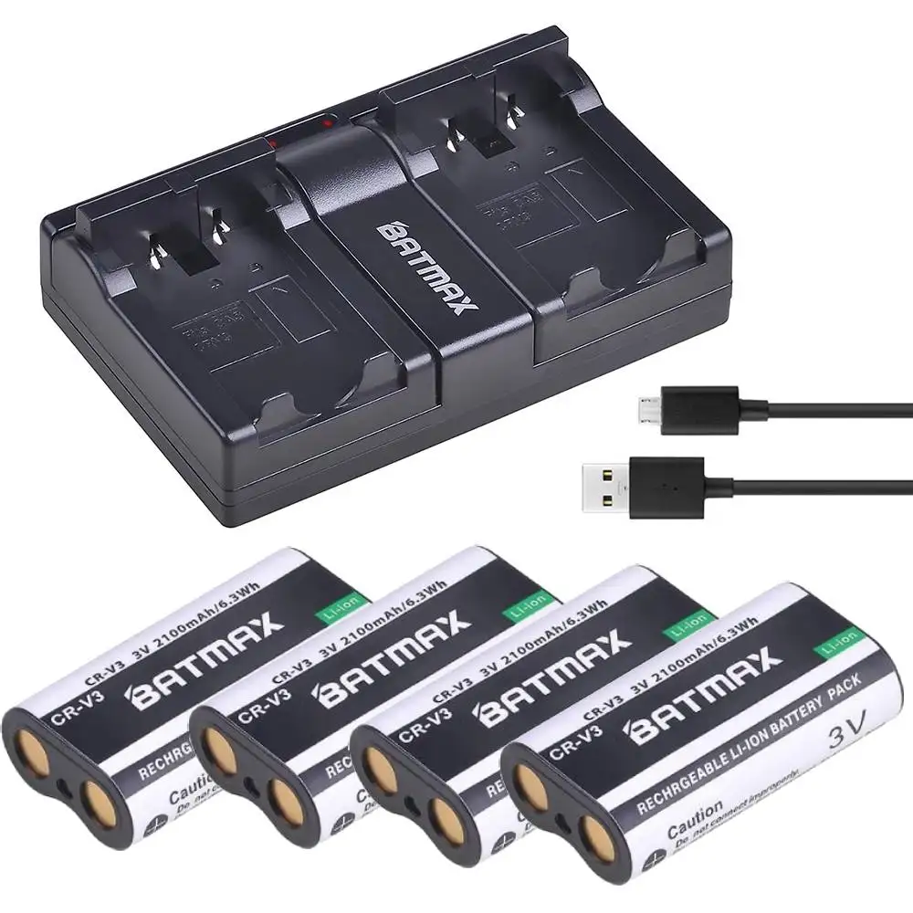 Batteria Batmax Cr-V3 Cr V3 2100Mah + Doppio Caricabatterie Per Kodak Easyshare C340,C310,C433,Cw330,C875 Zoom,Cd50,Cx7530,Dx6440,D4104