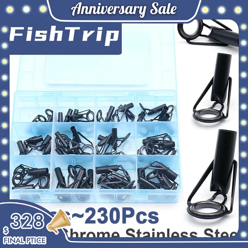FishTrip Rod Tip Repair Kit 24230Pcs Tip Top Guides Stainless Steel